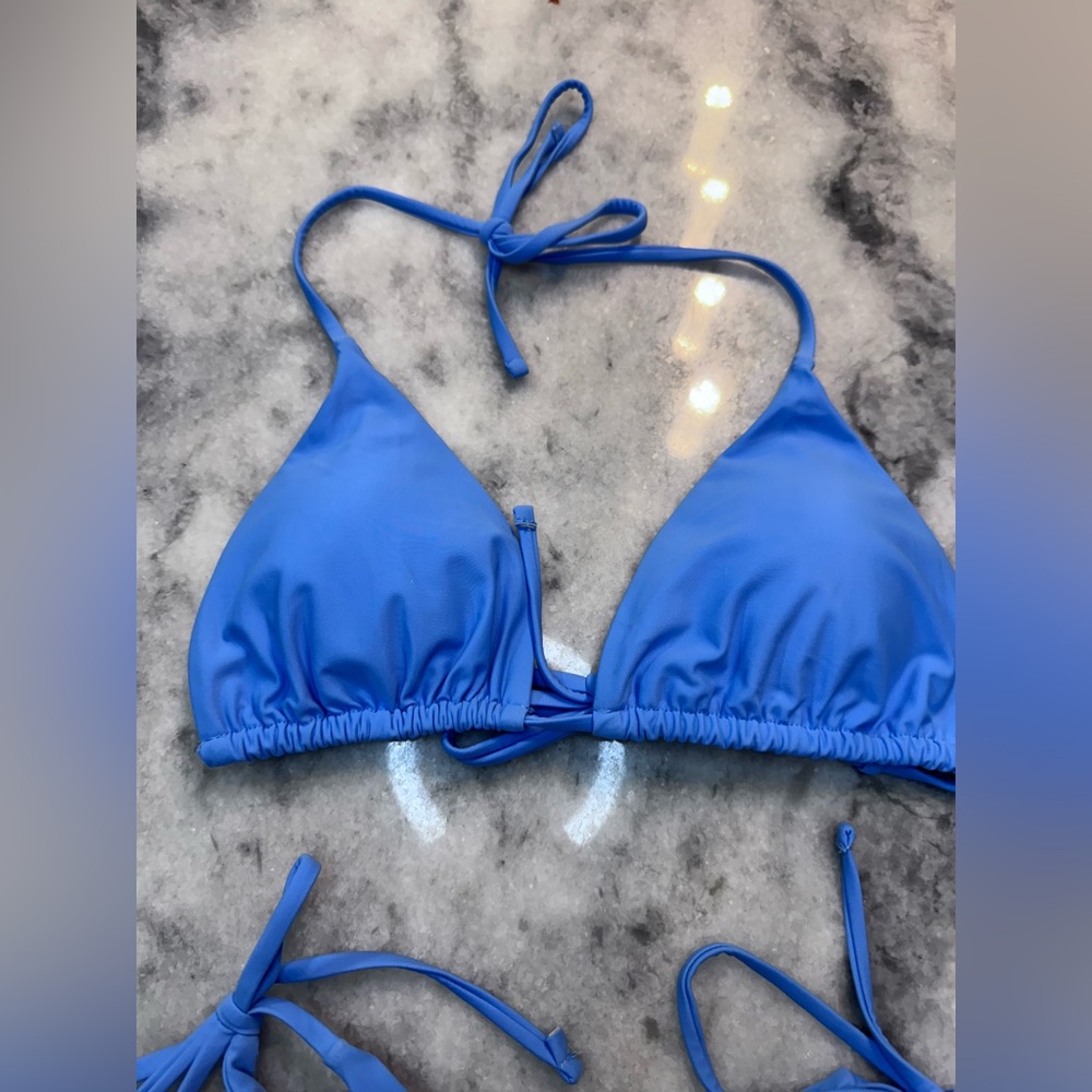 Vibrant Blue Triangle String Bikini - Size Large-… - image 6